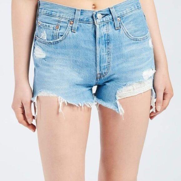 Levi's 501  high rise distressed shorts Sansome Straggler size 29 - Picture 1 of 10